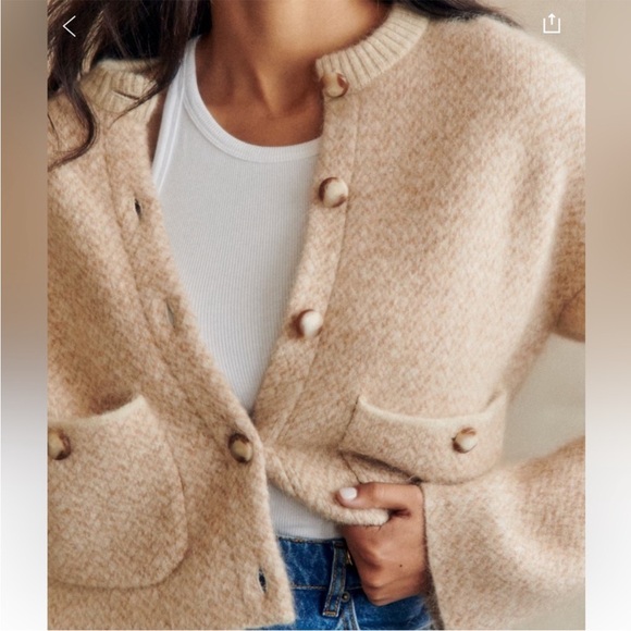 Sezane Teo Jacket in Mottled Beige Cardigan - Picture 8 of 11